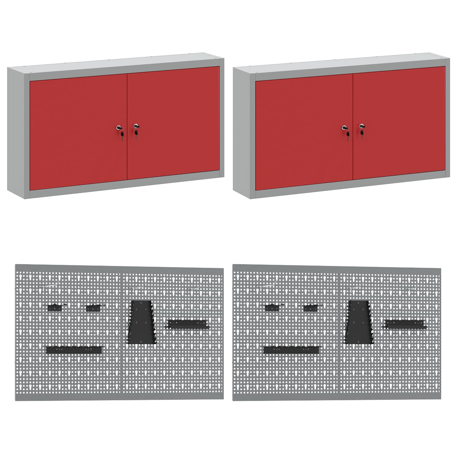 Werkbank 10 Stk. Rot und Grau Ingenieure Holz und Stahl