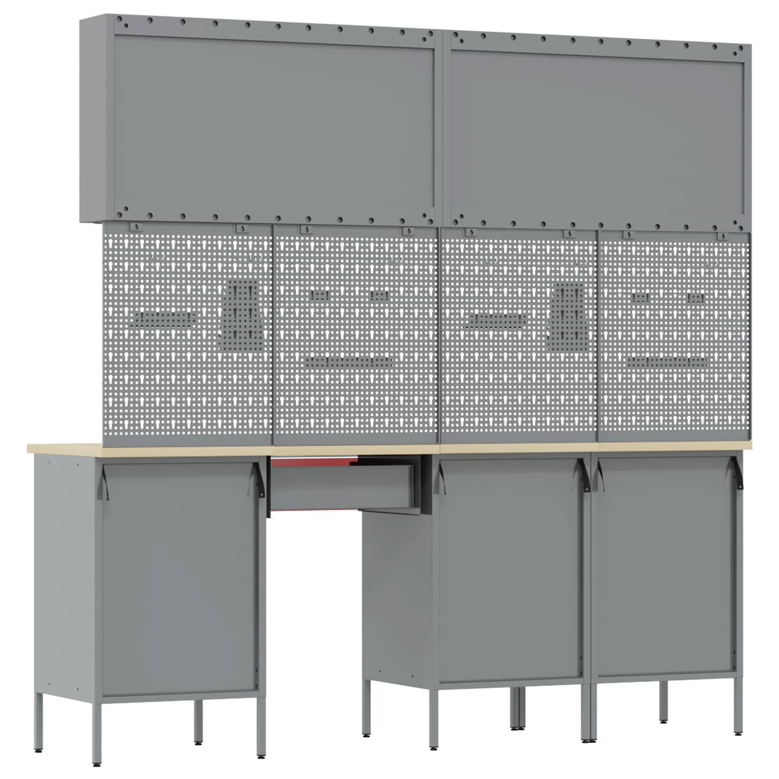 Werkbank 10 Stk. Rot und Grau Ingenieure Holz und Stahl