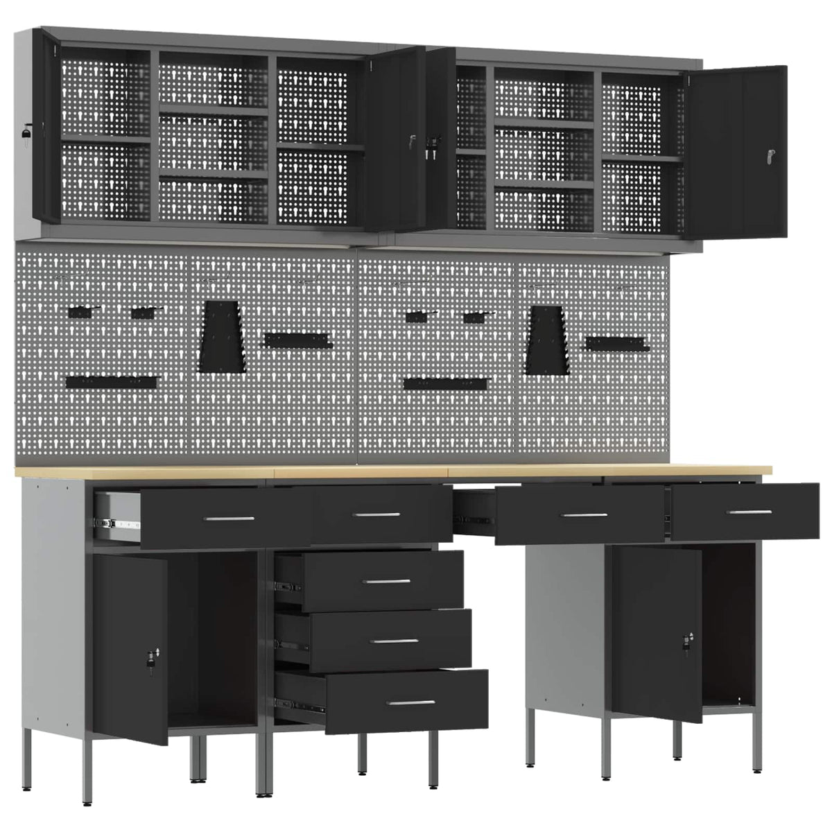 Werkbank 10 stk. Schwarz und Grau Ingenieure Holz und Stahl
