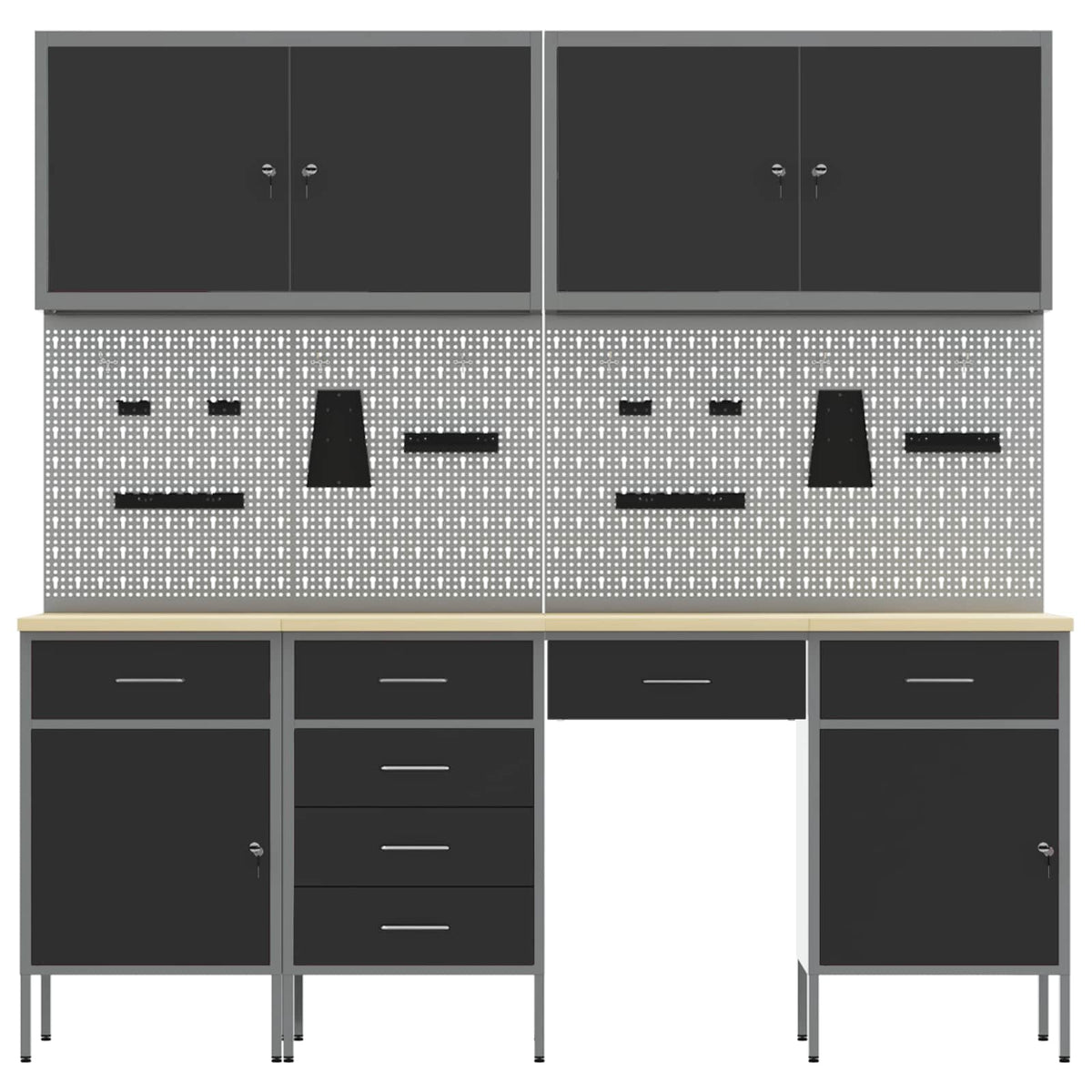 Werkbank 10 stk. Schwarz und Grau Ingenieure Holz und Stahl