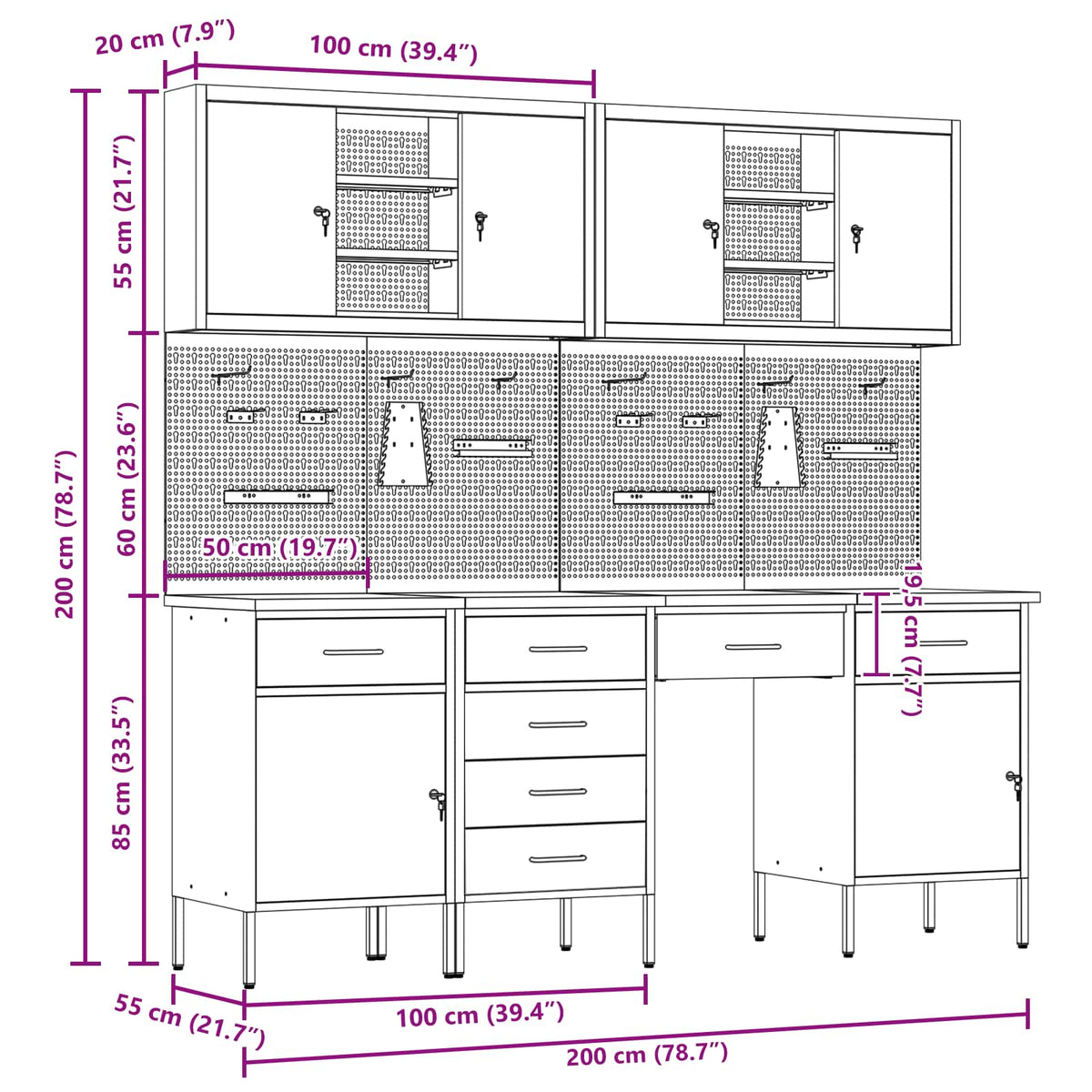 Werkbank 10 stk. Schwarz und Grau Ingenieure Holz und Stahl
