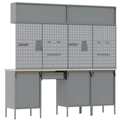 Arbeitsschrankset mit Schubladen mit Speicher 10 stk. Schwarz