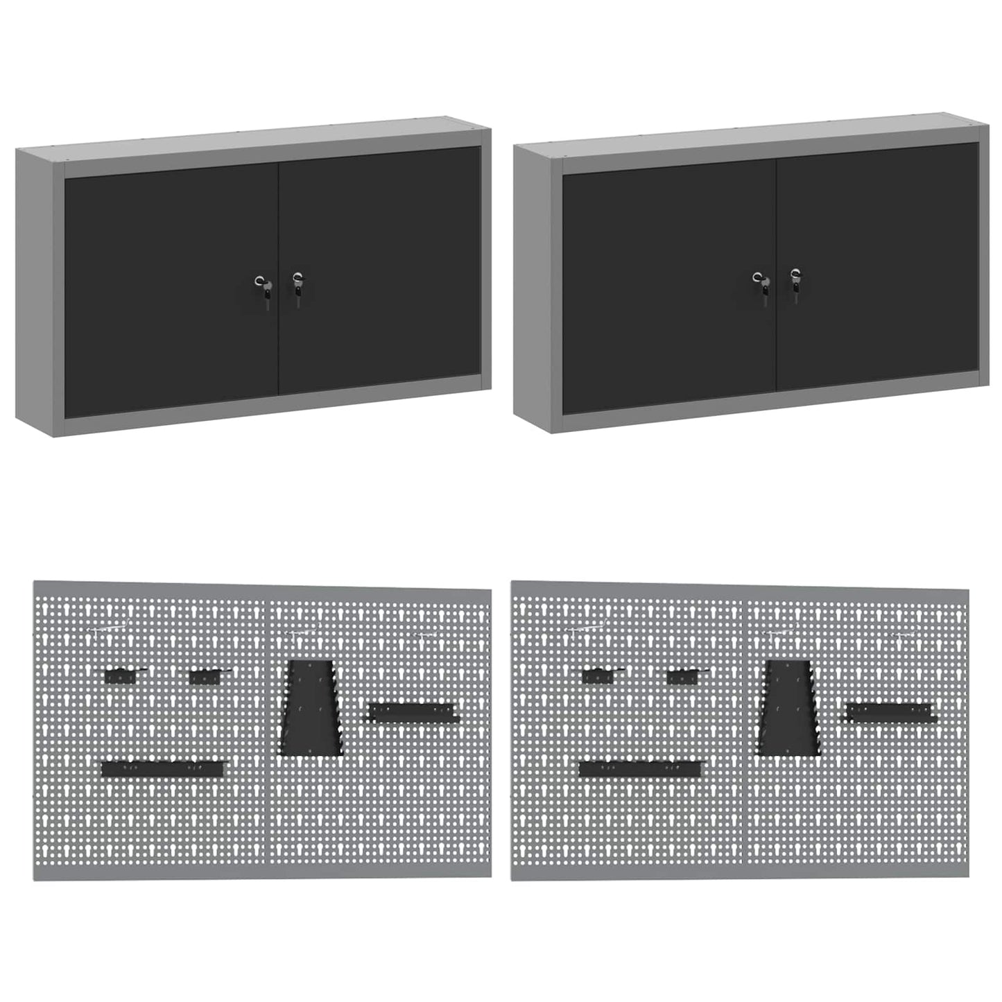 Werkbank 10 Stk. Schwarz und Grau Ingenieure Holz und Stahl