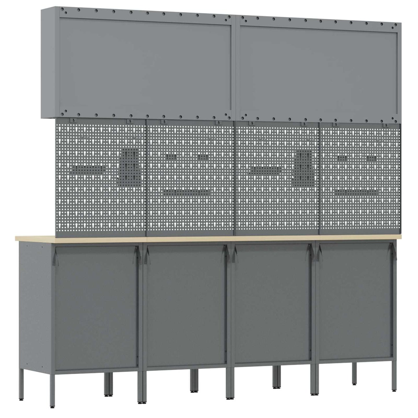 Werkbank 10 Stk. Schwarz und Grau Ingenieure Holz und Stahl