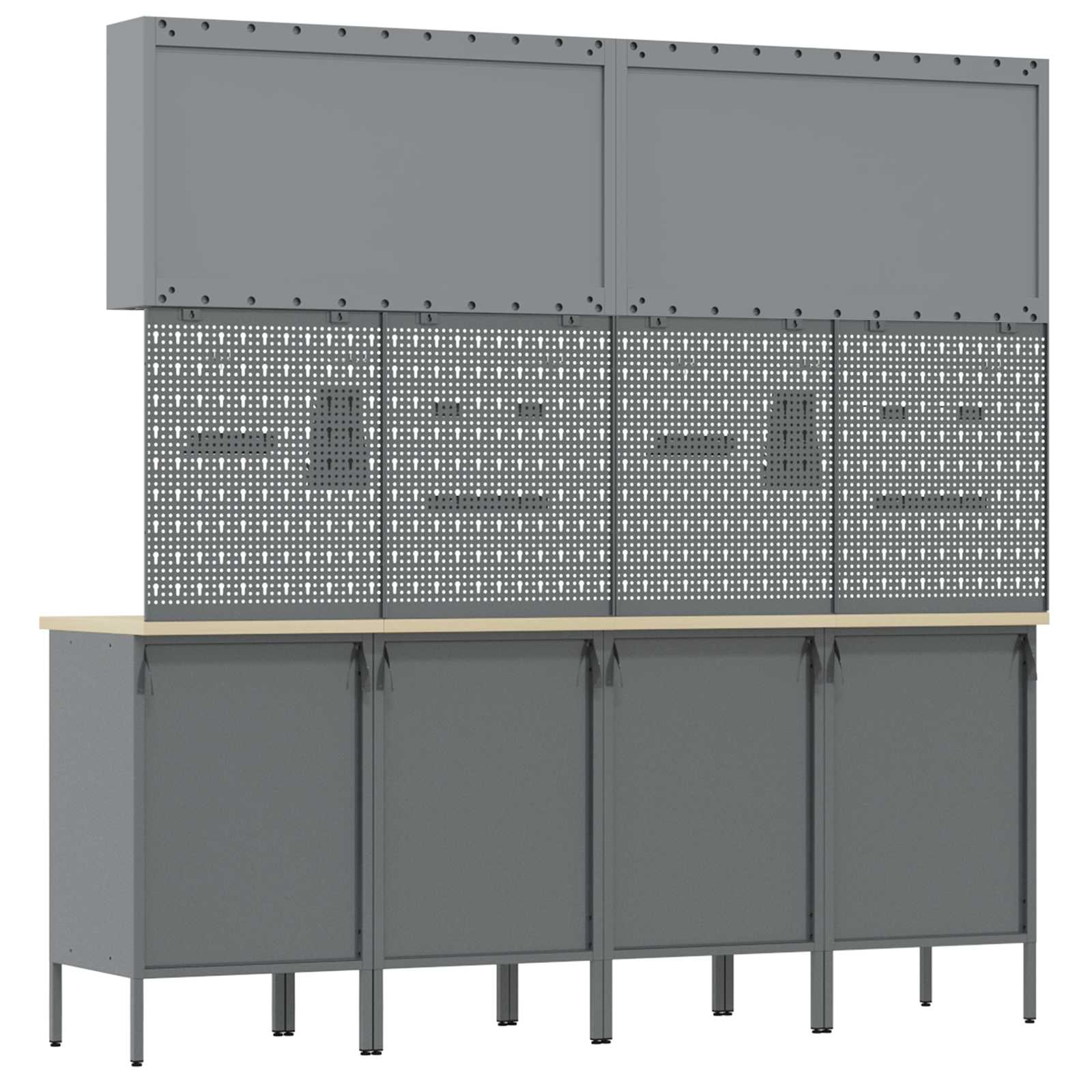 Werkbank 10 Stk. Schwarz und Grau Ingenieure Holz und Stahl