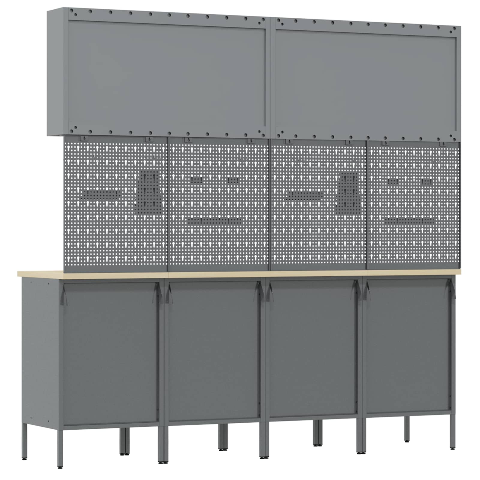 Werkbank 10 Stk. Rot und Grau Ingenieure Holz und Stahl