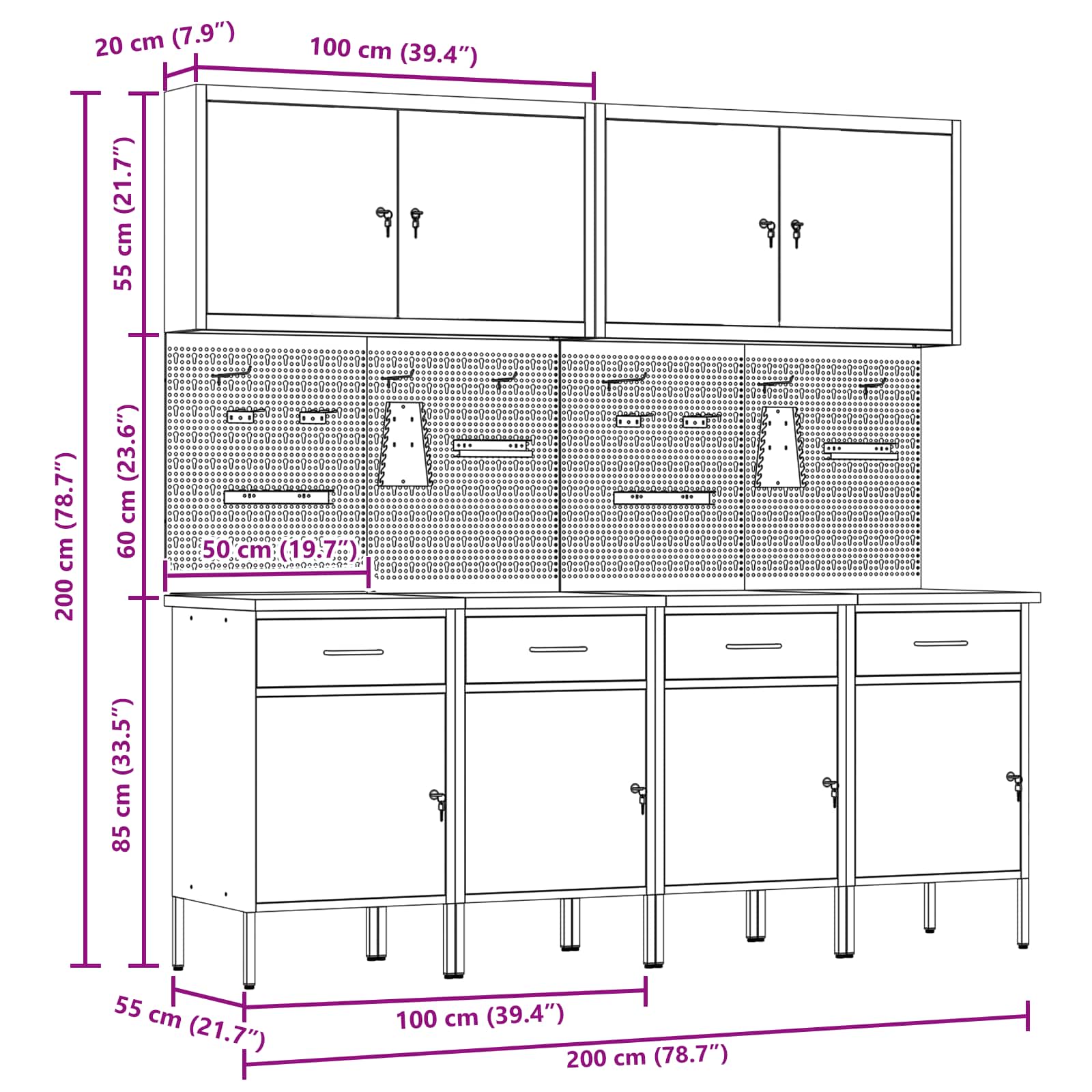 Werkbank 10 Stk. Rot und Grau Ingenieure Holz und Stahl