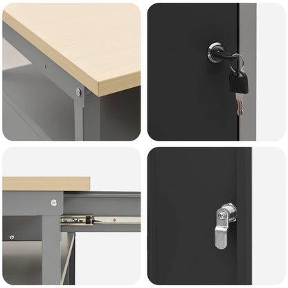 Werkbank 10 Stk. Schwarz und Grau Ingenieure Holz und Stahl