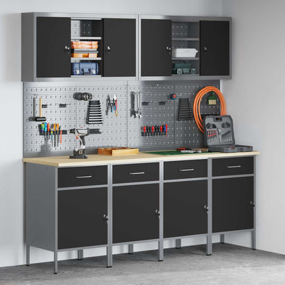 Werkbank 10 Stk. Schwarz und Grau Ingenieure Holz und Stahl