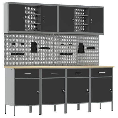 Werkbank 10 Stk. Schwarz und Grau Ingenieure Holz und Stahl