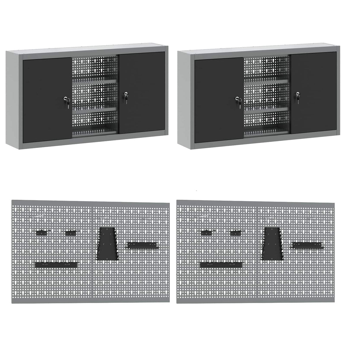 Werkbank 10 Stk. Schwarz und Grau Ingenieure Holz und Stahl