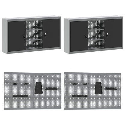Werkbank 10 Stk. Schwarz und Grau Ingenieure Holz und Stahl