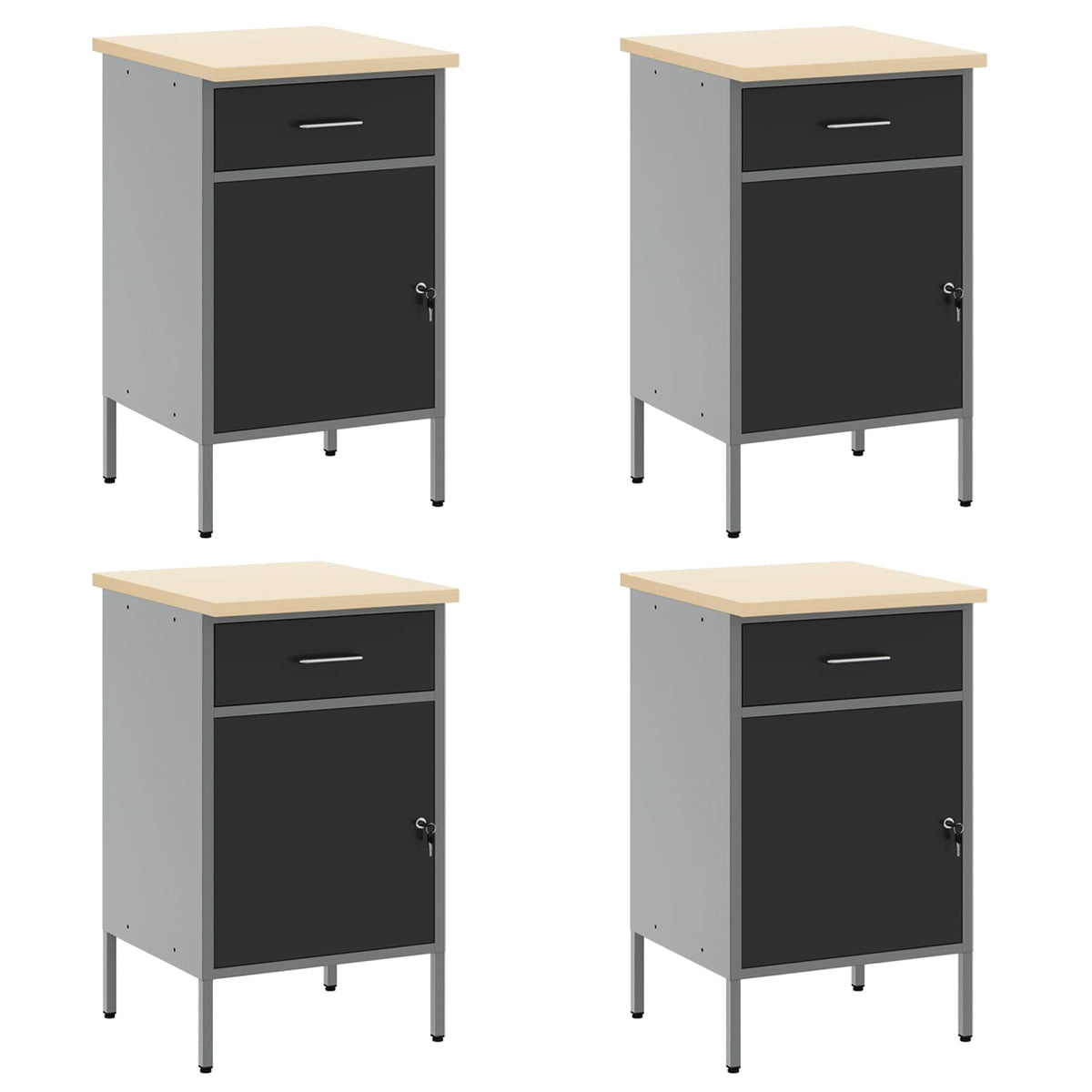 Werkbank 10 Stk. Schwarz und Grau Ingenieure Holz und Stahl
