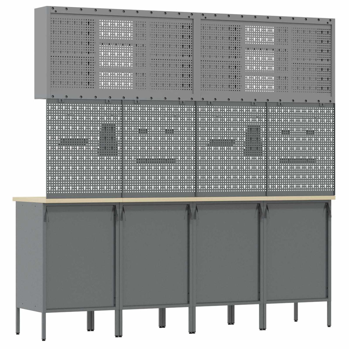 Werkbank 10 Stk. Schwarz und Grau Ingenieure Holz und Stahl