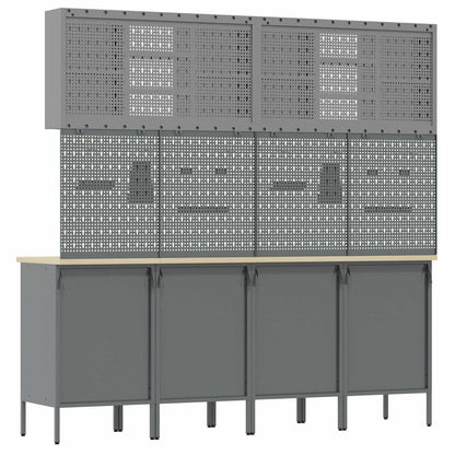 Werkbank 10 Stk. Schwarz und Grau Ingenieure Holz und Stahl