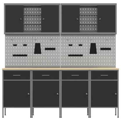 Werkbank 10 Stk. Schwarz und Grau Ingenieure Holz und Stahl