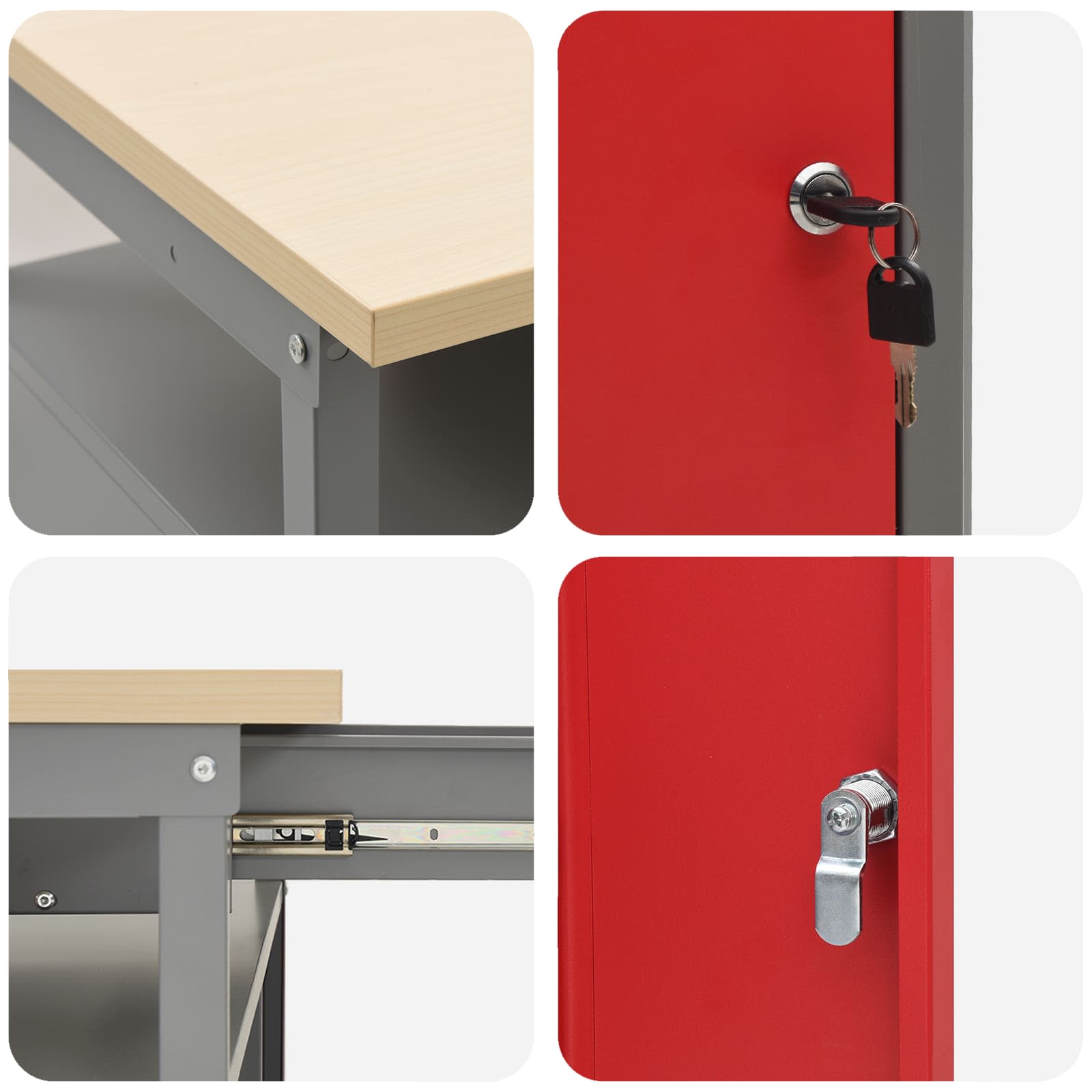 Werkbank 10 Stk. Rot und Grau Ingenieure Holz und Stahl