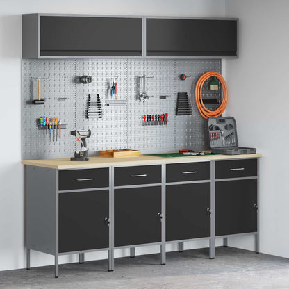Arbeitsschrankset mit Schubladen mit Speicher 10 stk. Schwarz