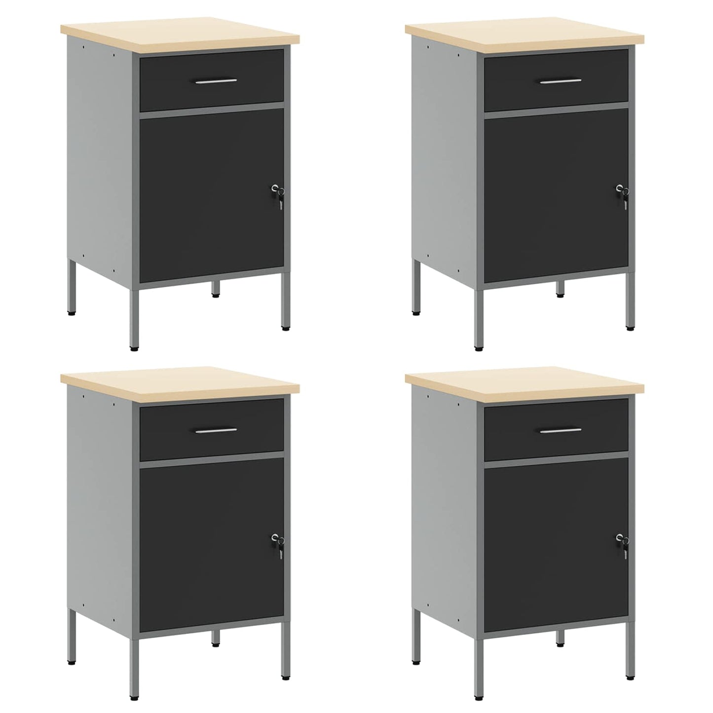 Arbeitsschrankset mit Schubladen mit Speicher 10 stk. Schwarz