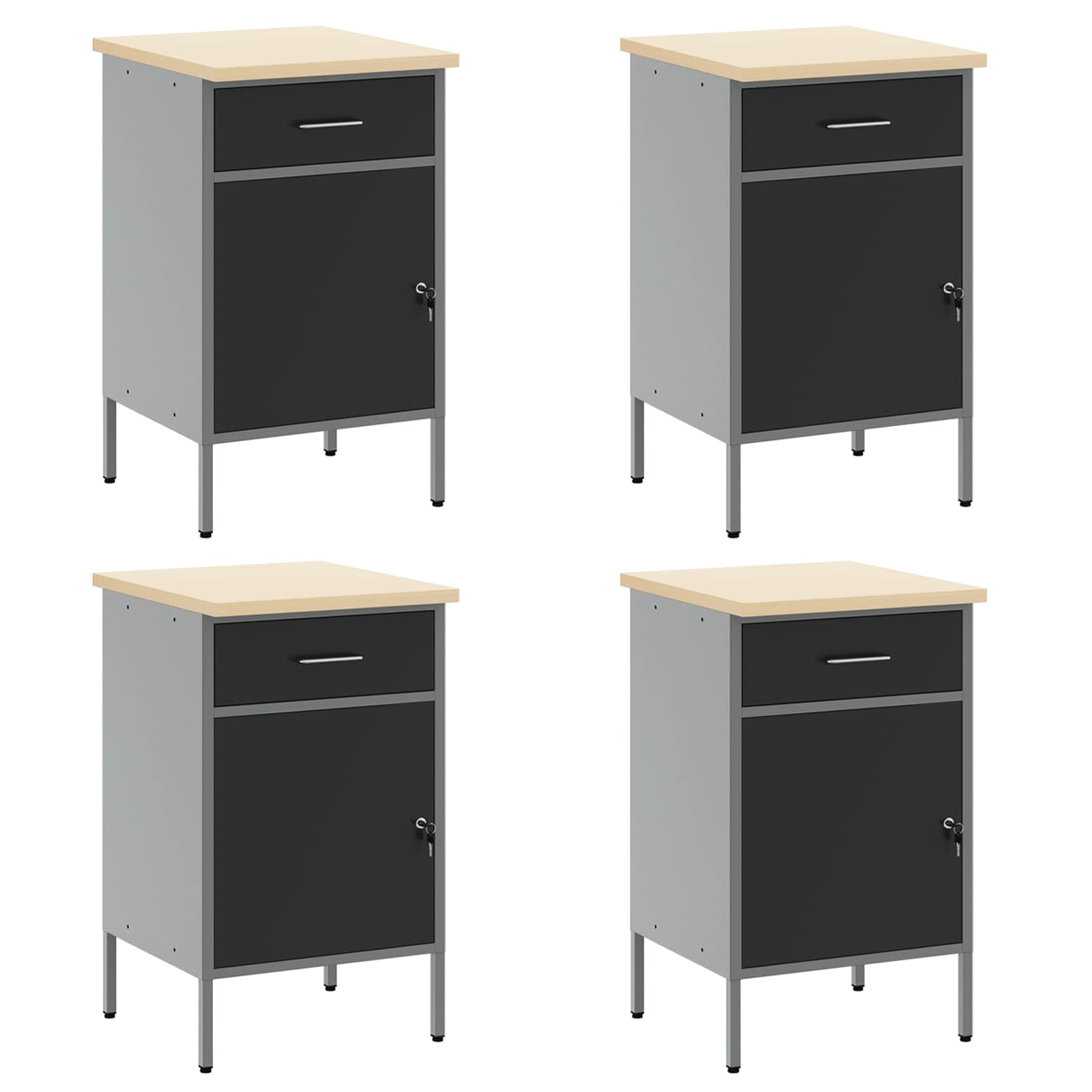 Arbeitsschrankset mit Schubladen mit Speicher 10 stk. Schwarz