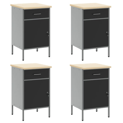 Arbeitsschrankset mit Schubladen mit Speicher 10 stk. Schwarz