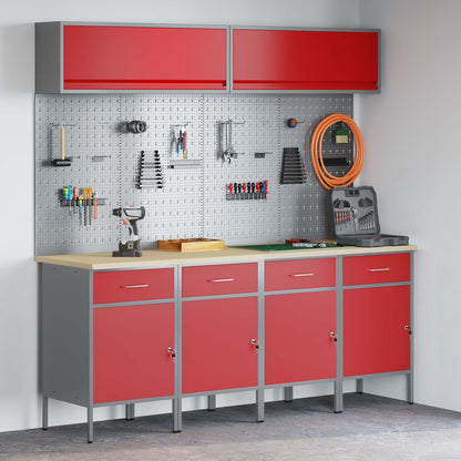 Arbeitsschrankset mit Schubladen mit Speicher 10 stk. Rot