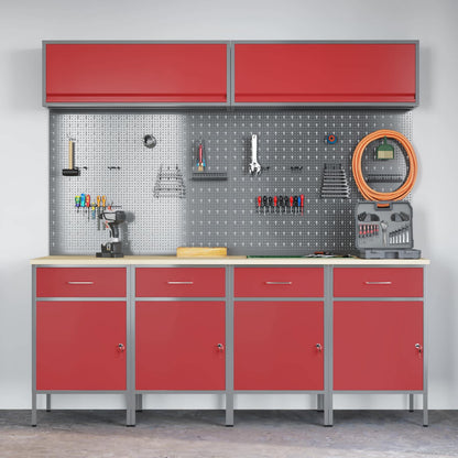 Arbeitsschrankset mit Schubladen mit Speicher 10 stk. Rot