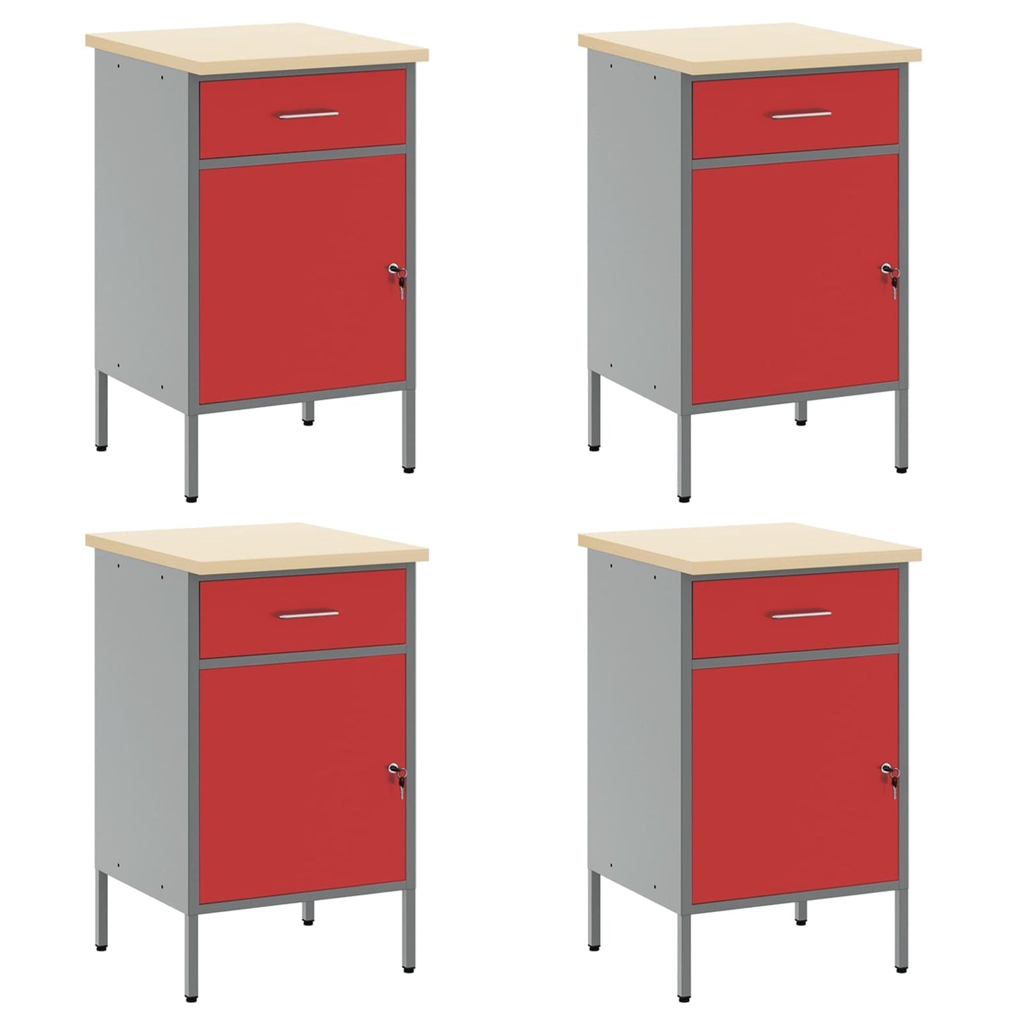 Arbeitsschrankset mit Schubladen mit Speicher 10 stk. Rot