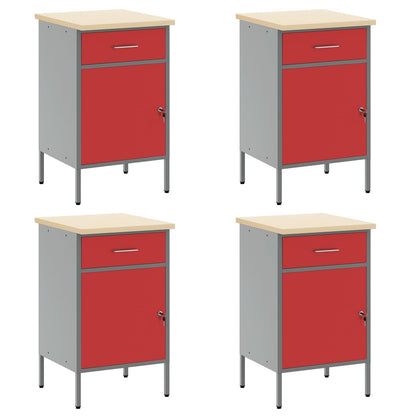 Arbeitsschrankset mit Schubladen mit Speicher 10 stk. Rot