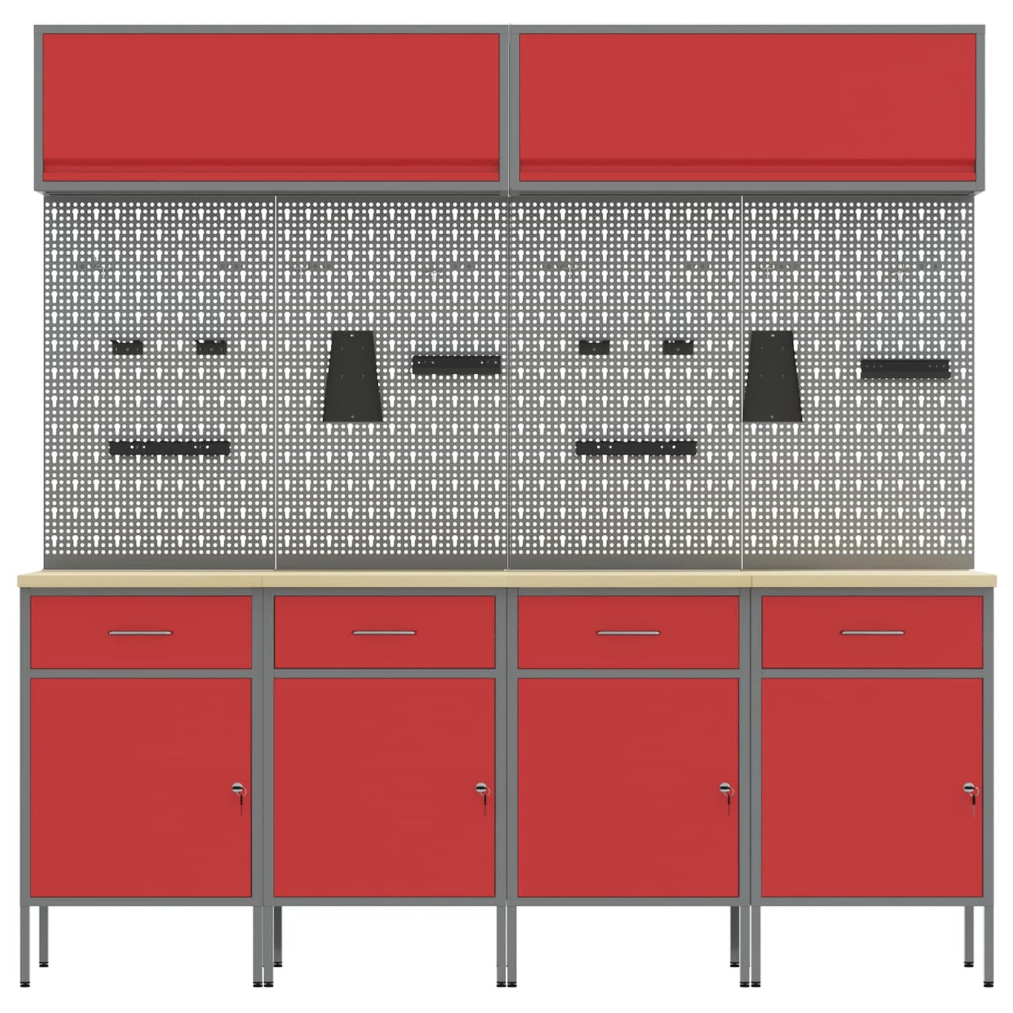 Arbeitsschrankset mit Schubladen mit Speicher 10 stk. Rot