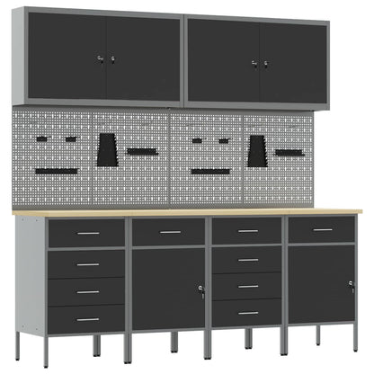 Werkbank 10 Stk. Schwarz und Grau Ingenieure Holz und Stahl