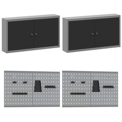 Werkbank 10 Stk. Schwarz und Grau Ingenieure Holz und Stahl