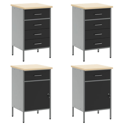 Werkbank 10 Stk. Schwarz und Grau Ingenieure Holz und Stahl