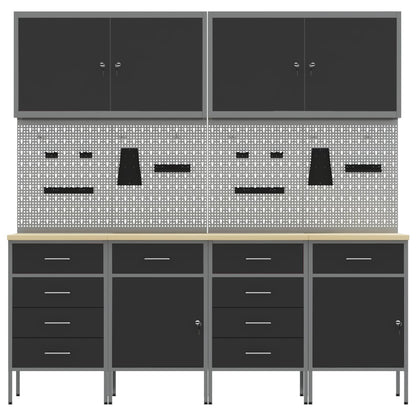 Werkbank 10 Stk. Schwarz und Grau Ingenieure Holz und Stahl
