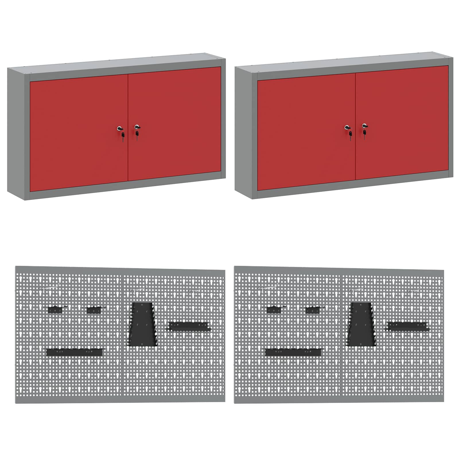 Werkbank 10 Stk. Rot und Grau Ingenieure Holz und Stahl
