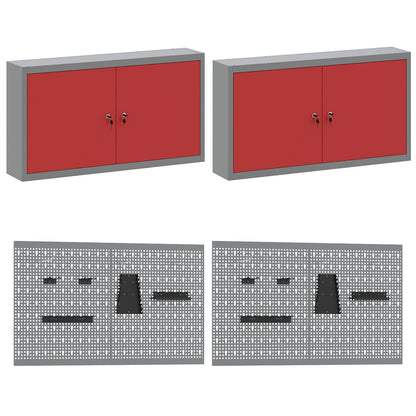 Werkbank 10 Stk. Rot und Grau Ingenieure Holz und Stahl