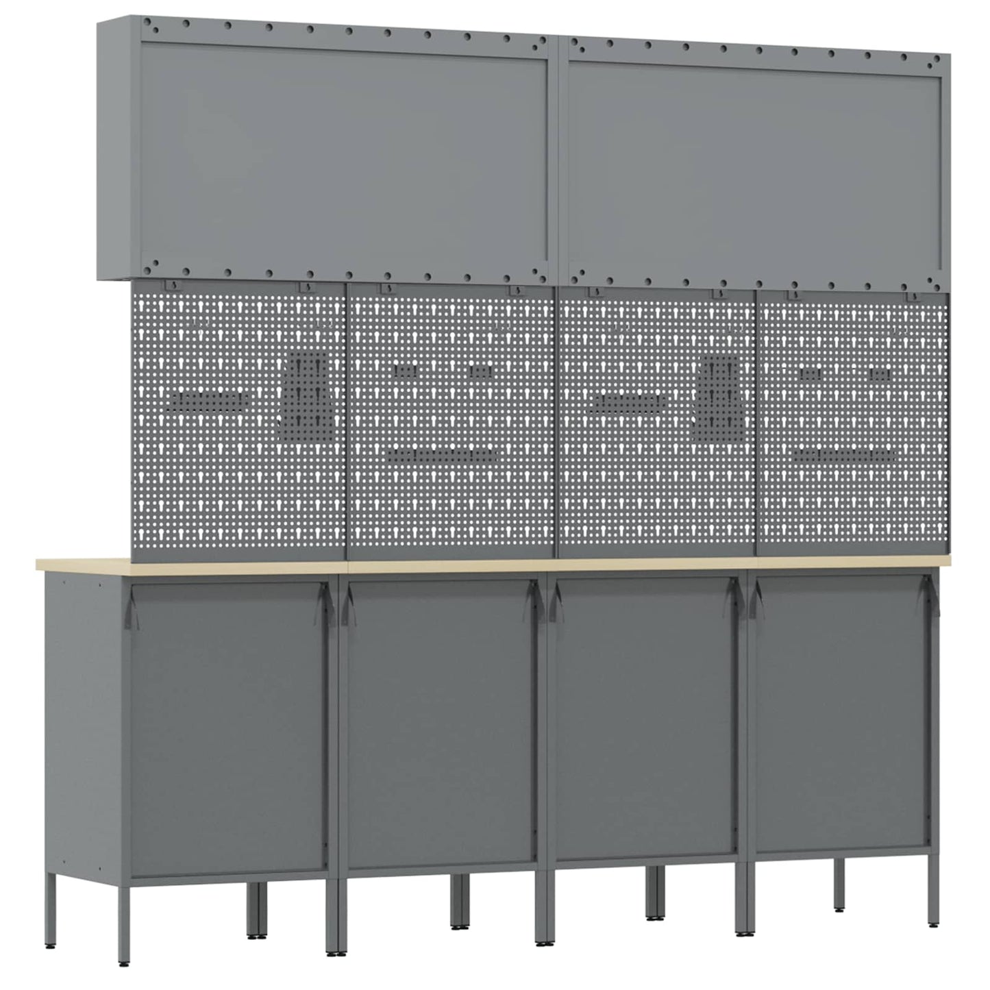 Werkbank 10 Stk. Rot und Grau Ingenieure Holz und Stahl