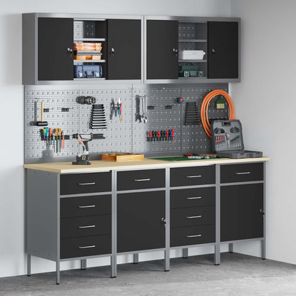 Werkbank 10 Stk. Schwarz und Grau Ingenieure Holz und Stahl