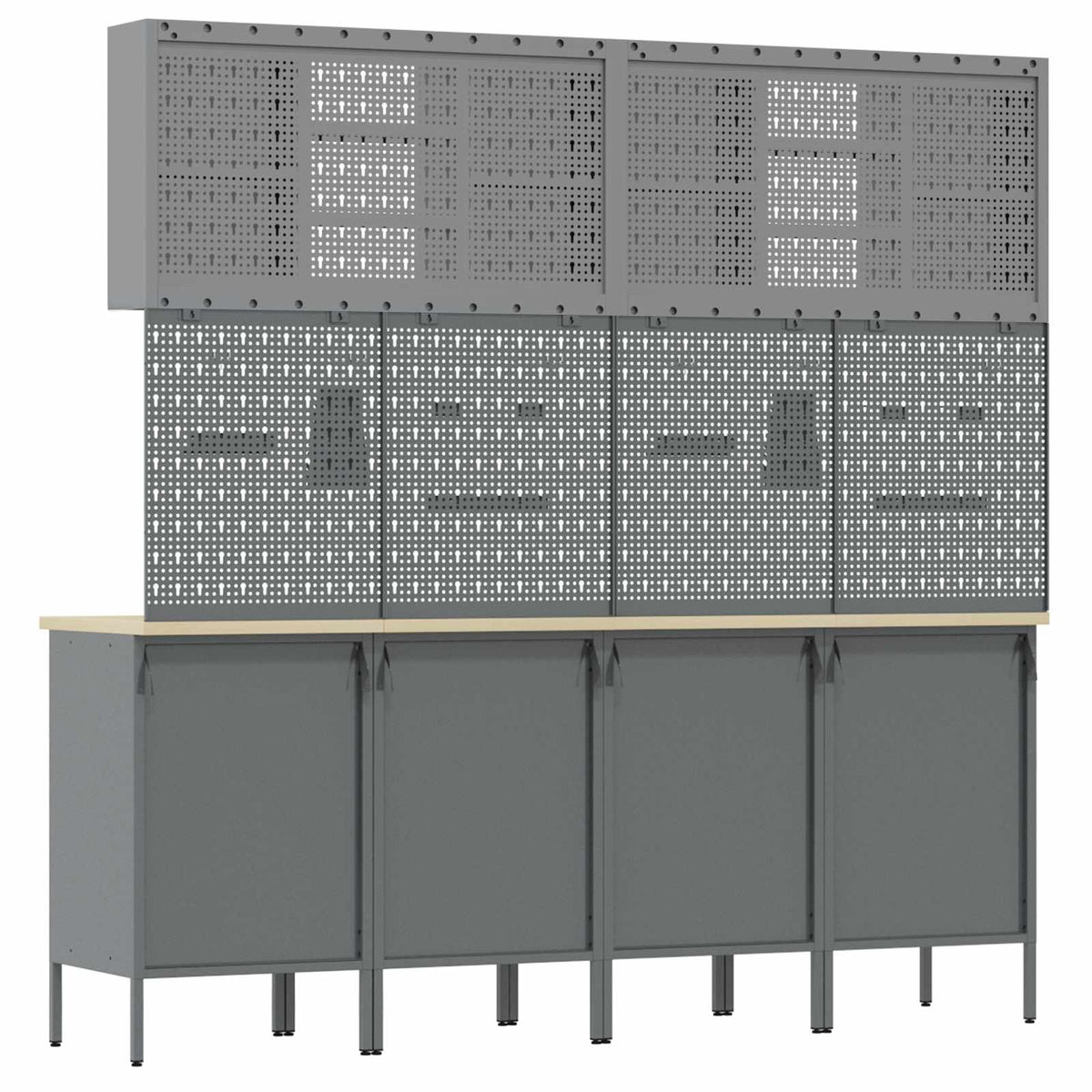 Werkbank 10 Stk. Schwarz und Grau Ingenieure Holz und Stahl