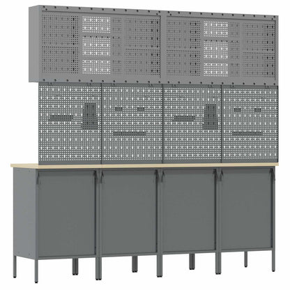Werkbank 10 Stk. Schwarz und Grau Ingenieure Holz und Stahl