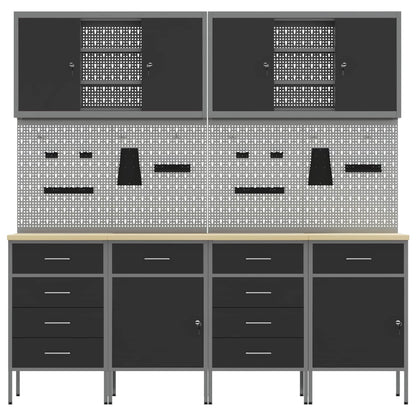Werkbank 10 Stk. Schwarz und Grau Ingenieure Holz und Stahl