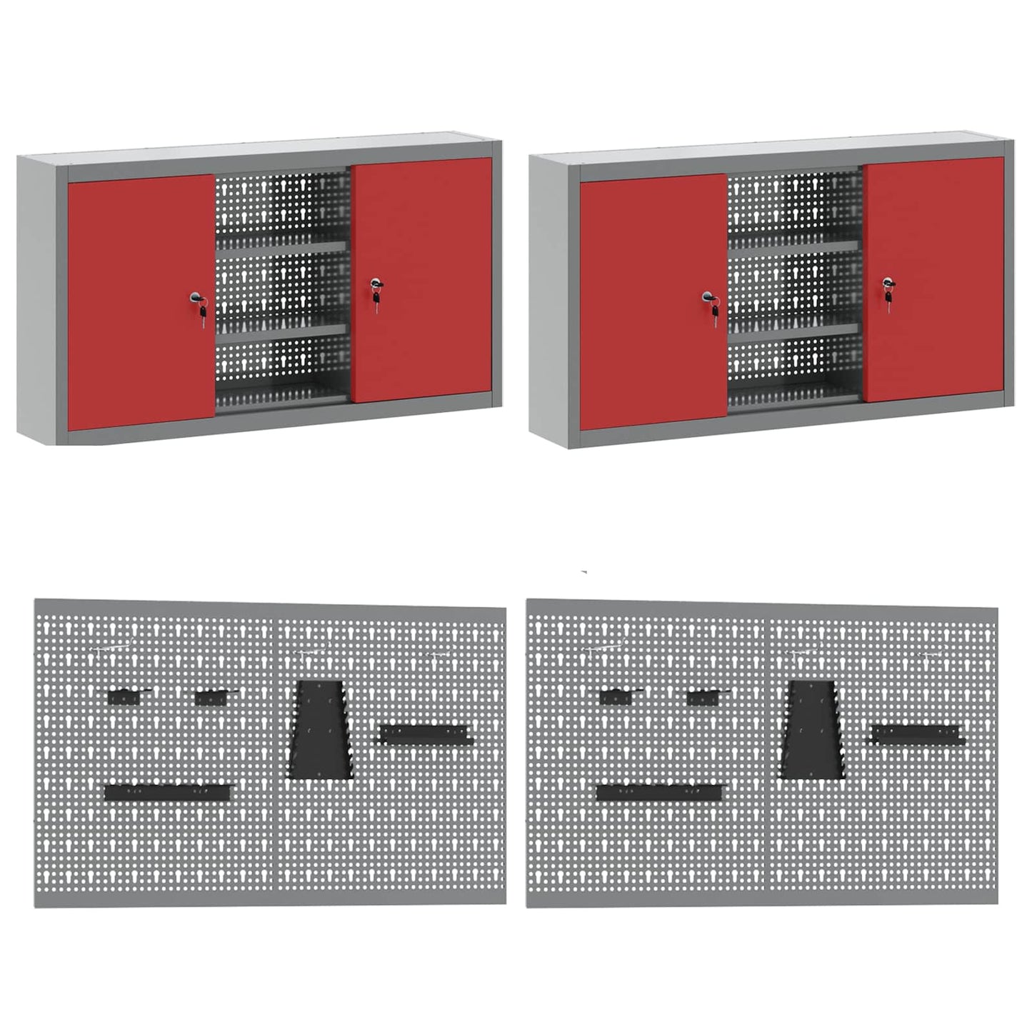 Werkbank 10 Stk. Rot und Grau Ingenieure Holz und Stahl