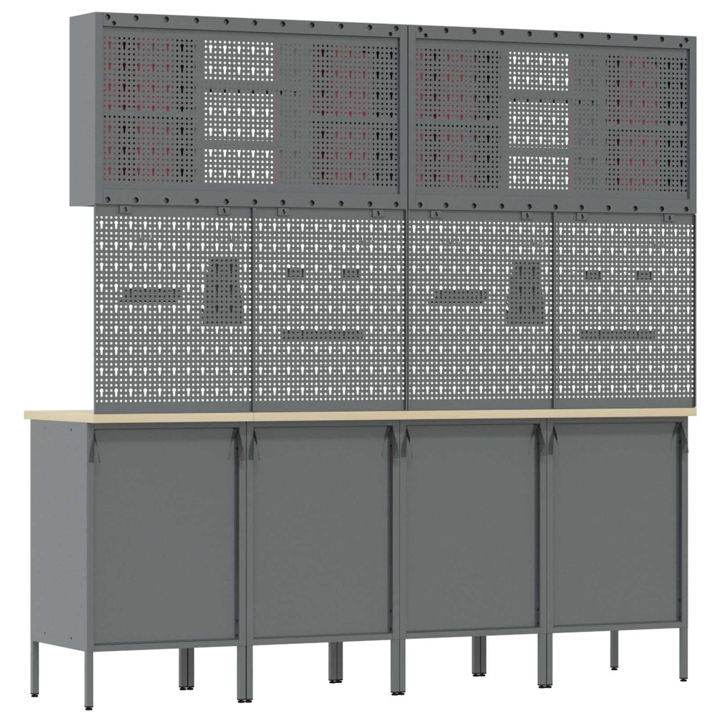 Werkbank 10 Stk. Rot und Grau Ingenieure Holz und Stahl