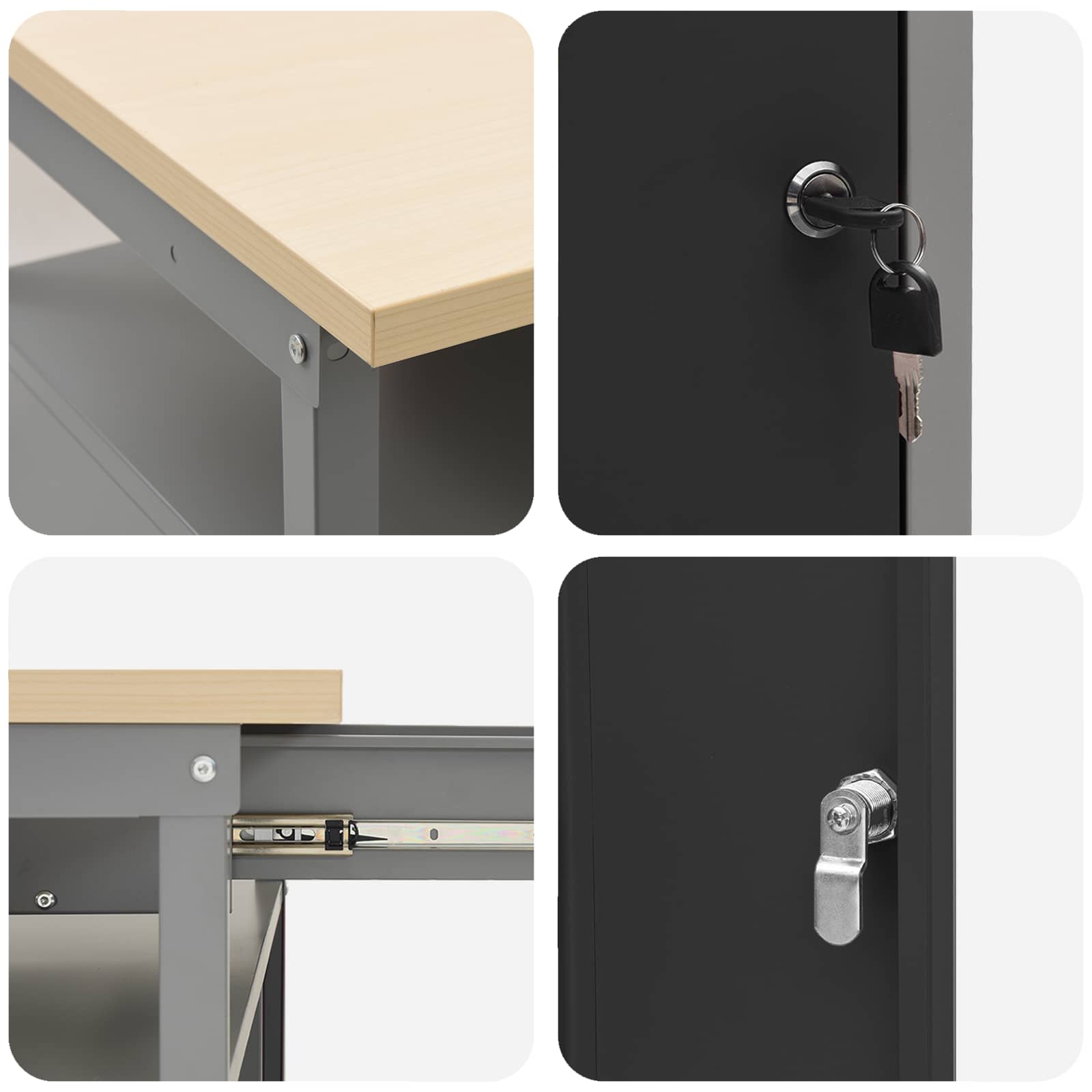 Arbeitsschrankset mit Schubladen mit Speicher 10 stk. Schwarz