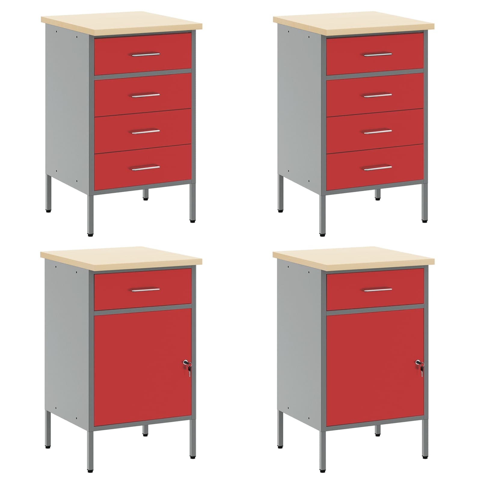 Arbeitsschrankset mit Schubladen mit Speicher 10 stk. Rot