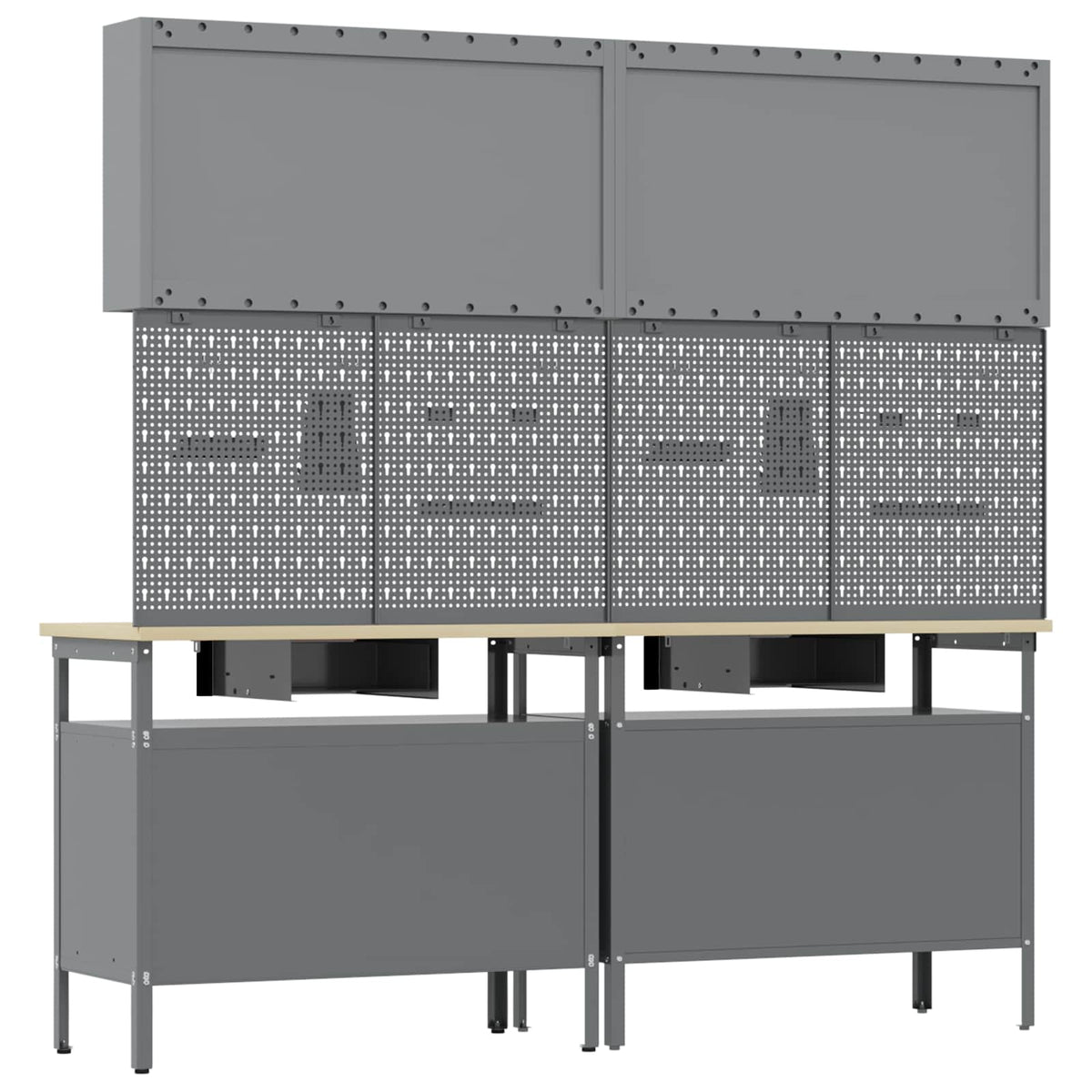 Werkbank-Set 8 stk. Schwarz und Grau Pulverbeschichteter Stahl