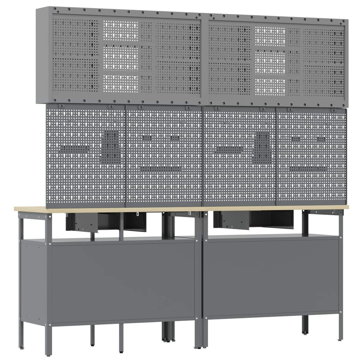 Werkbank-Set 8 stk. Rot und Grau Pulverbeschichteter Stahl