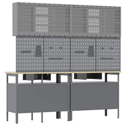 Werkbank-Set 8 stk. Rot und Grau Pulverbeschichteter Stahl