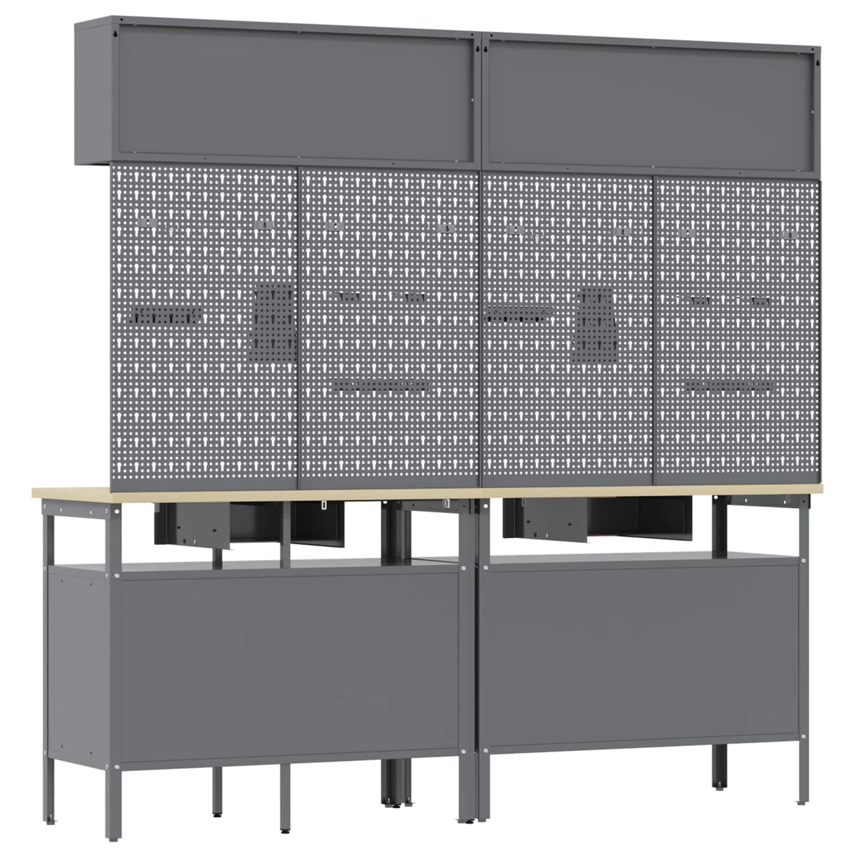 Werkbank-Set 8 stk. Schwarz und Grau Pulverbeschichteter Stahl