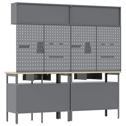 Werkbank-Set 8 stk. Schwarz und Grau Pulverbeschichteter Stahl